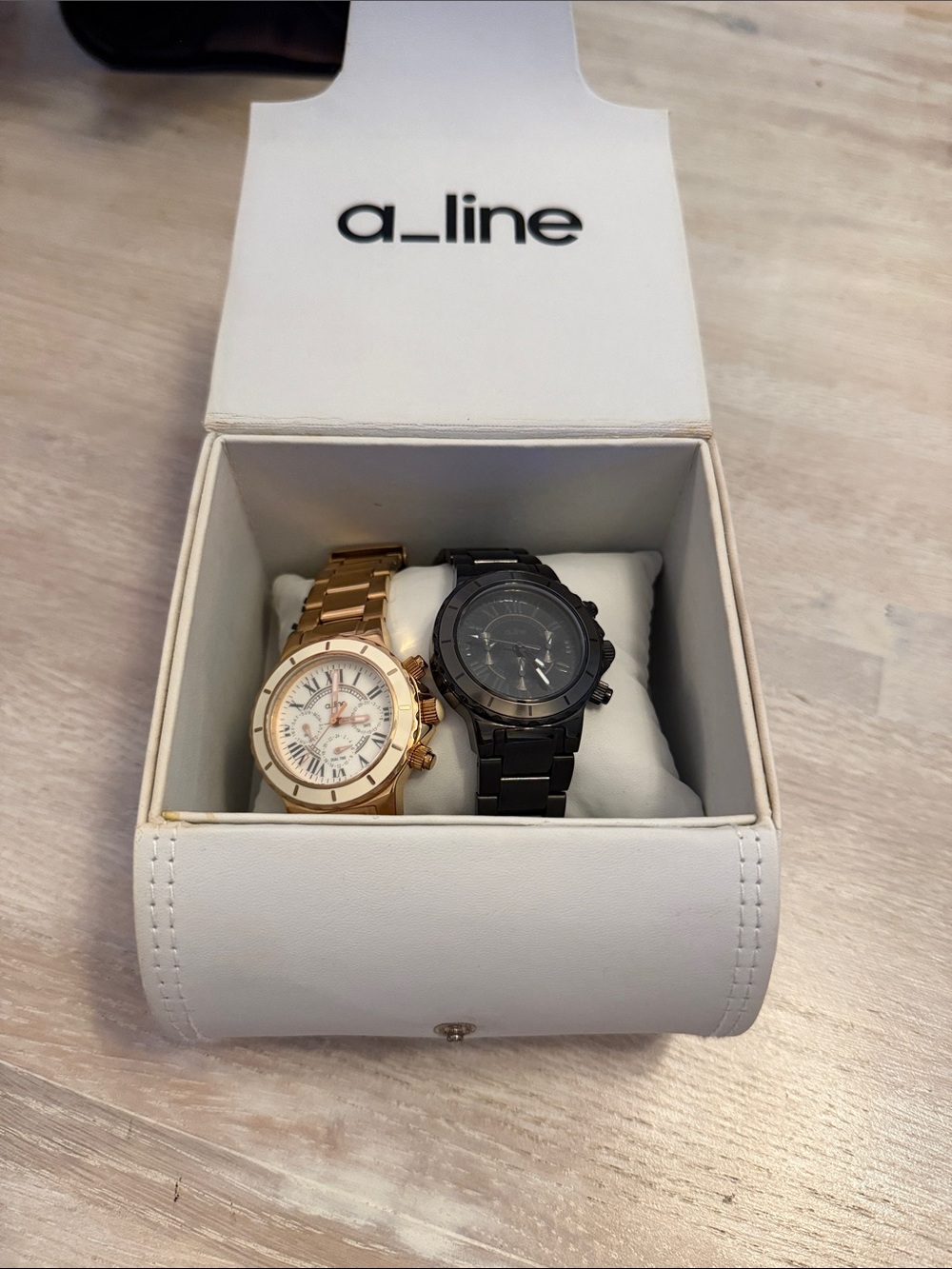 Women's Rose Gold and Black Watch Set - Dual Bracelet Timepieces